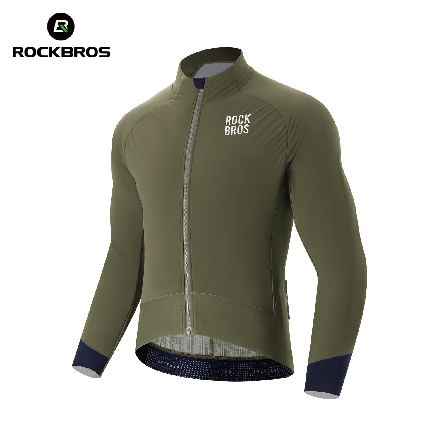 ROCKBROS Зимняя велосипедная куртка Высокоэластичная двухслойная флисовая ветрозащитная куртка Теплосберегающая удобная велосипедная майка Одежда L зелёный