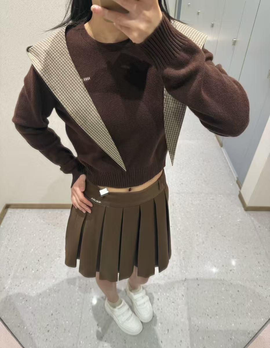 Nanyou Early Spring Classic School Style Pleated Mid-Length A-line Skirt Medium
