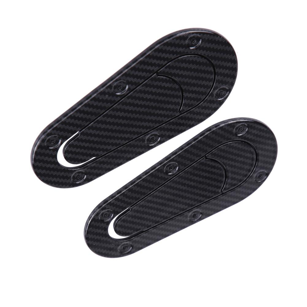 2Pcs Universal Car Bonnet Decorative Lock Sticker Auto Hood Decal Stickers (Black Carbon Fiber)