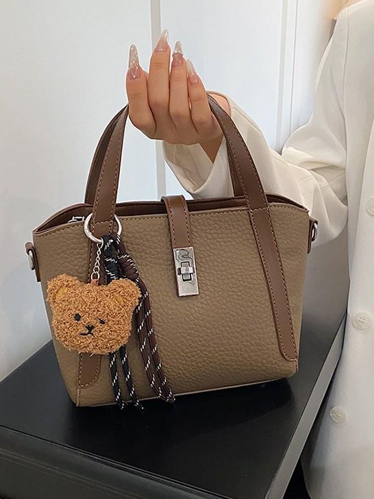 Fashionable Street-Style Bucket Handbag Women's Crossbody Bags Luxury Purse Lock Buckle Single Shoulder Bags Daily Match