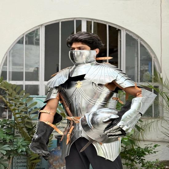 Cosplay Gothic Half Armor Suit Medieval Knight Chest Gauntlets Halloween And Festival Costume