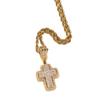 Gold-Plated Cross Necklace with Rhinestones and Micro-Set Zircon Pendant - Hip Hop Clavicle Chain for an Elegant European and American Style