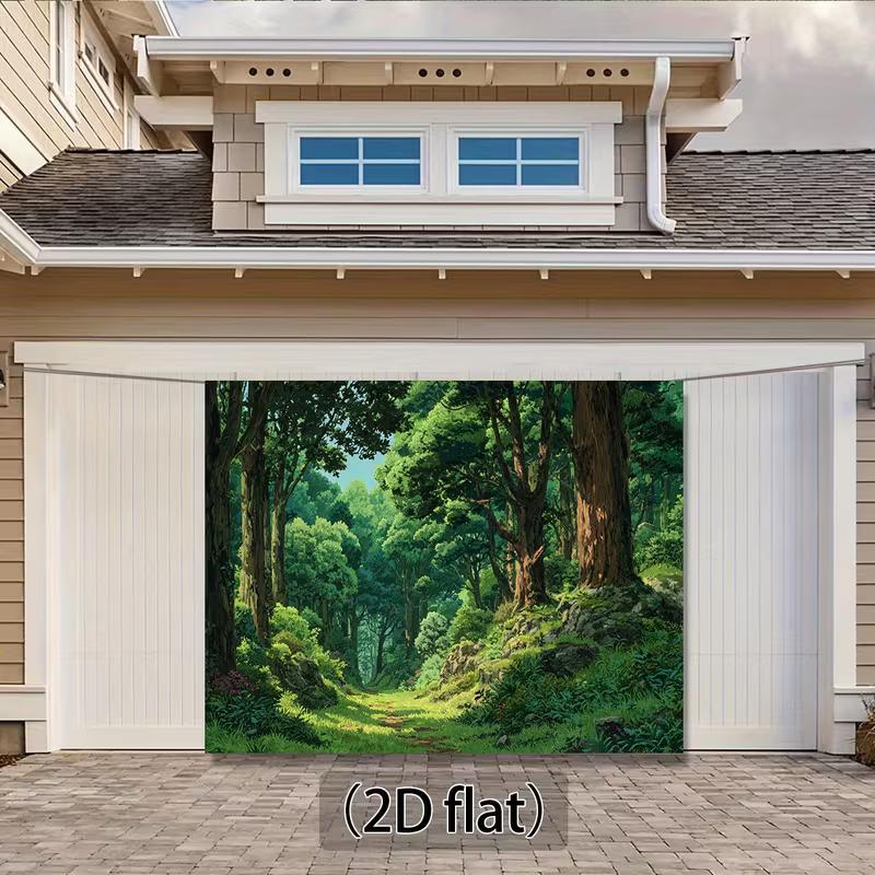 2D Green Nature Forest Backdrop Anime Woodland Scenery Photo Booth Background