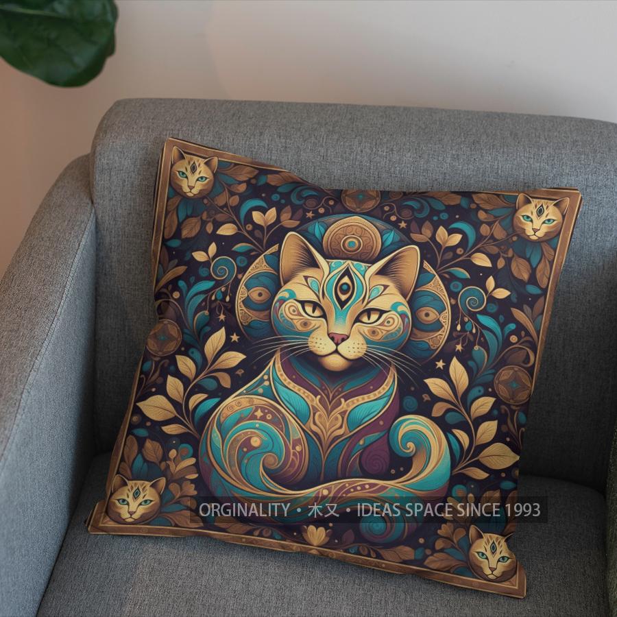 Colorful Cats Mandala Pattern Pillow Covers Pattern Cushion Cover Suitable For Sofa Bedroom Car Pillow Cover
