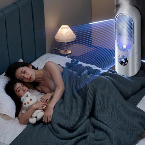 Cooling Fan Personal Mini Air Conditioner Digital Display 6 Wind Speeds Energy-Saving Blade-Free Silent Portable Air Conditioner