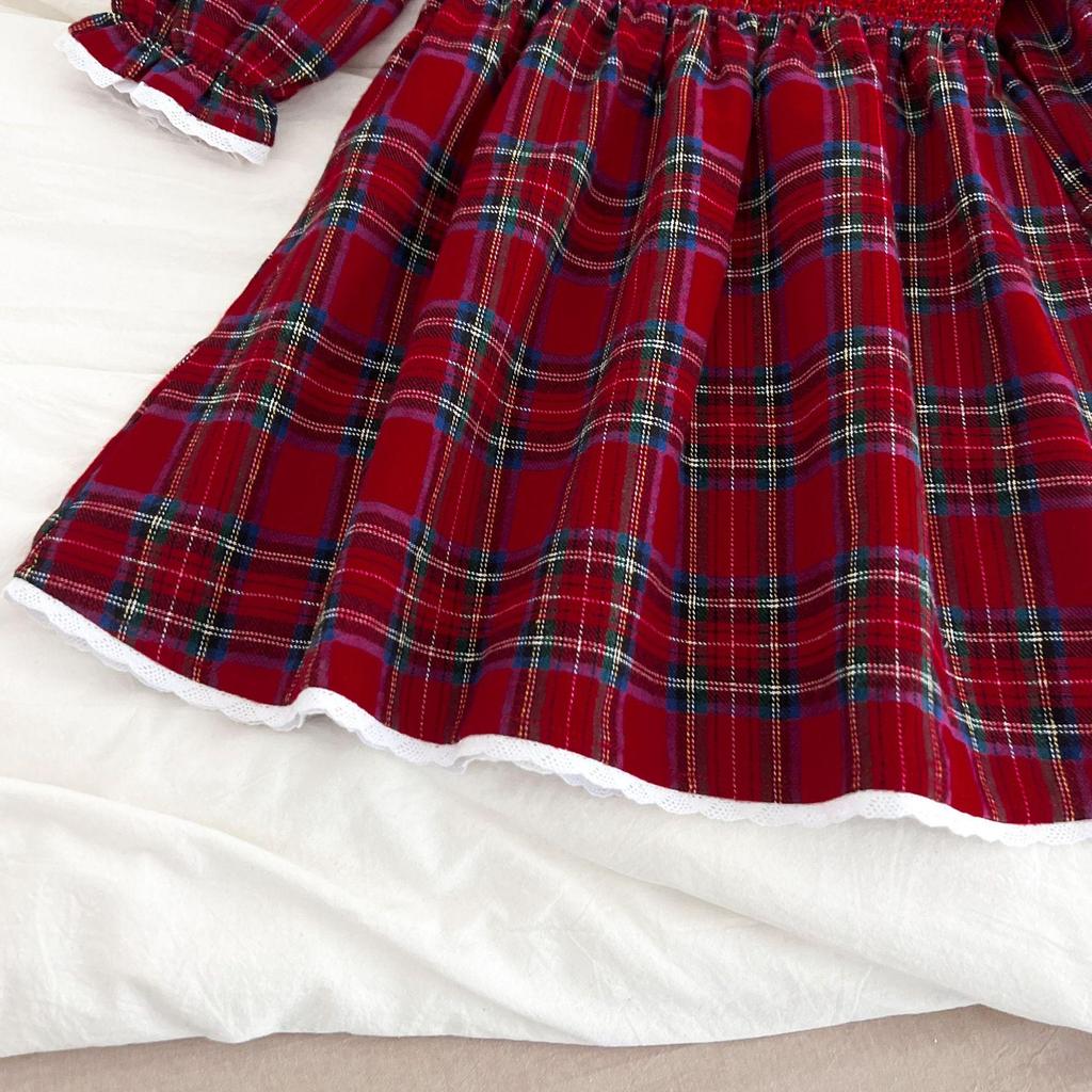 Julfestklänning med Lång Ärm och Body för Små Flickor - Vår- och Höstoutfit för Ettåringar