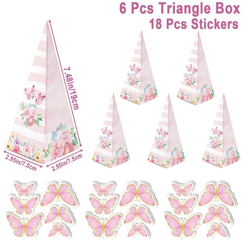 Butterfly Candy Gift Box Pink Purple Butterfly Birthday Party Decorations Kids Wedding Supplies Baby Shower Cookie Biscuit Box