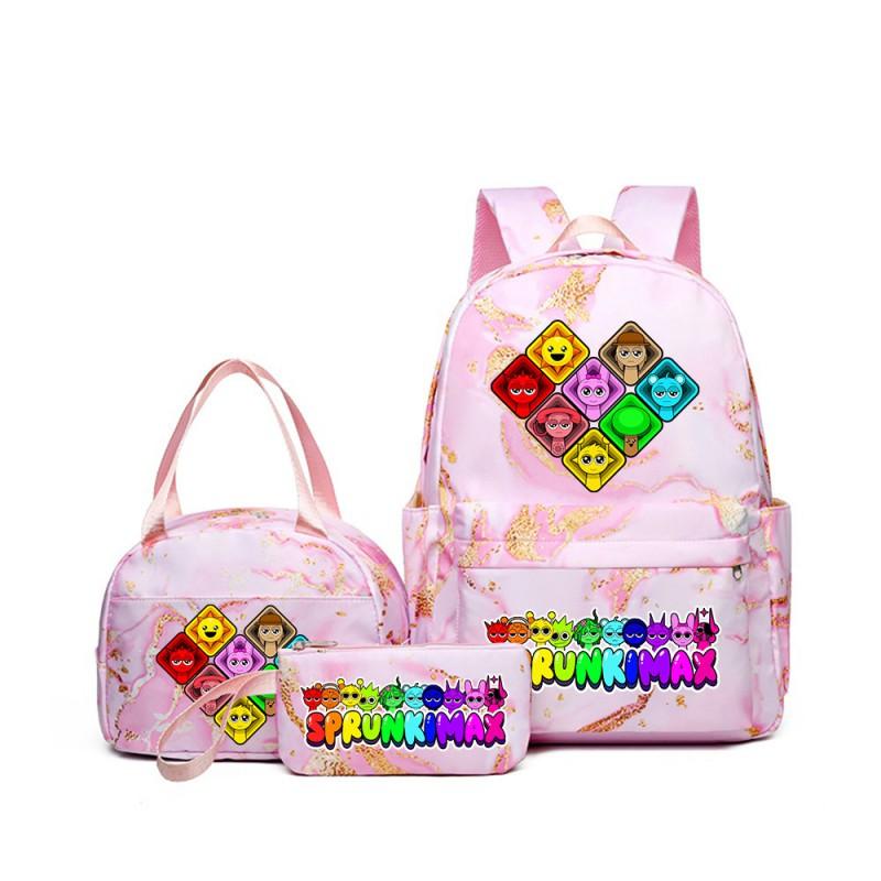 Sprunki Rhythm Box Cartoon Kids School Backpack Set With Lunch Bag Pencil Case Boys Girls