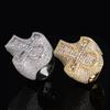 Blandat Diamantset Hip-Hop Stil Isdiamant Mänsklig Diamant Julklapp Kubansk Herrring Glänsande 18k Guldpläterad Korsring