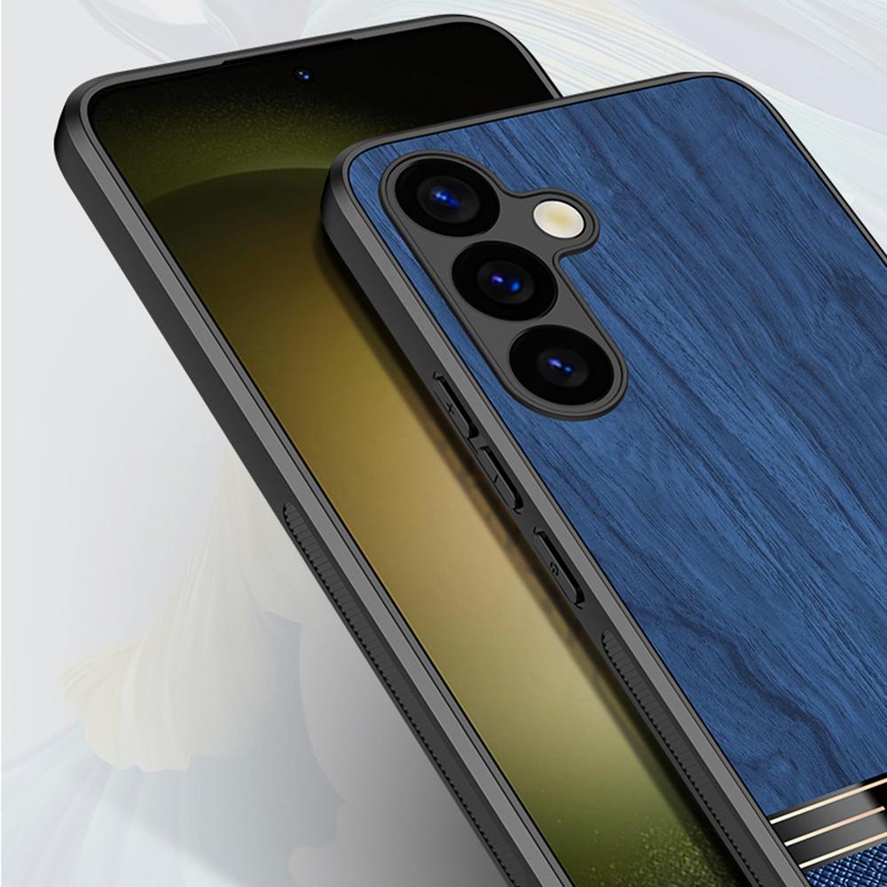 For Samsung Galaxy A35 5G Case Wood Texture Leather Coated TPU Phone Protective Cover