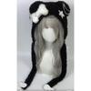 Warm Black Bear Hat with Ear Wing Furry Caps Cartoon Ear Hat Solid Color Winter Plush Hat for Casual Wear