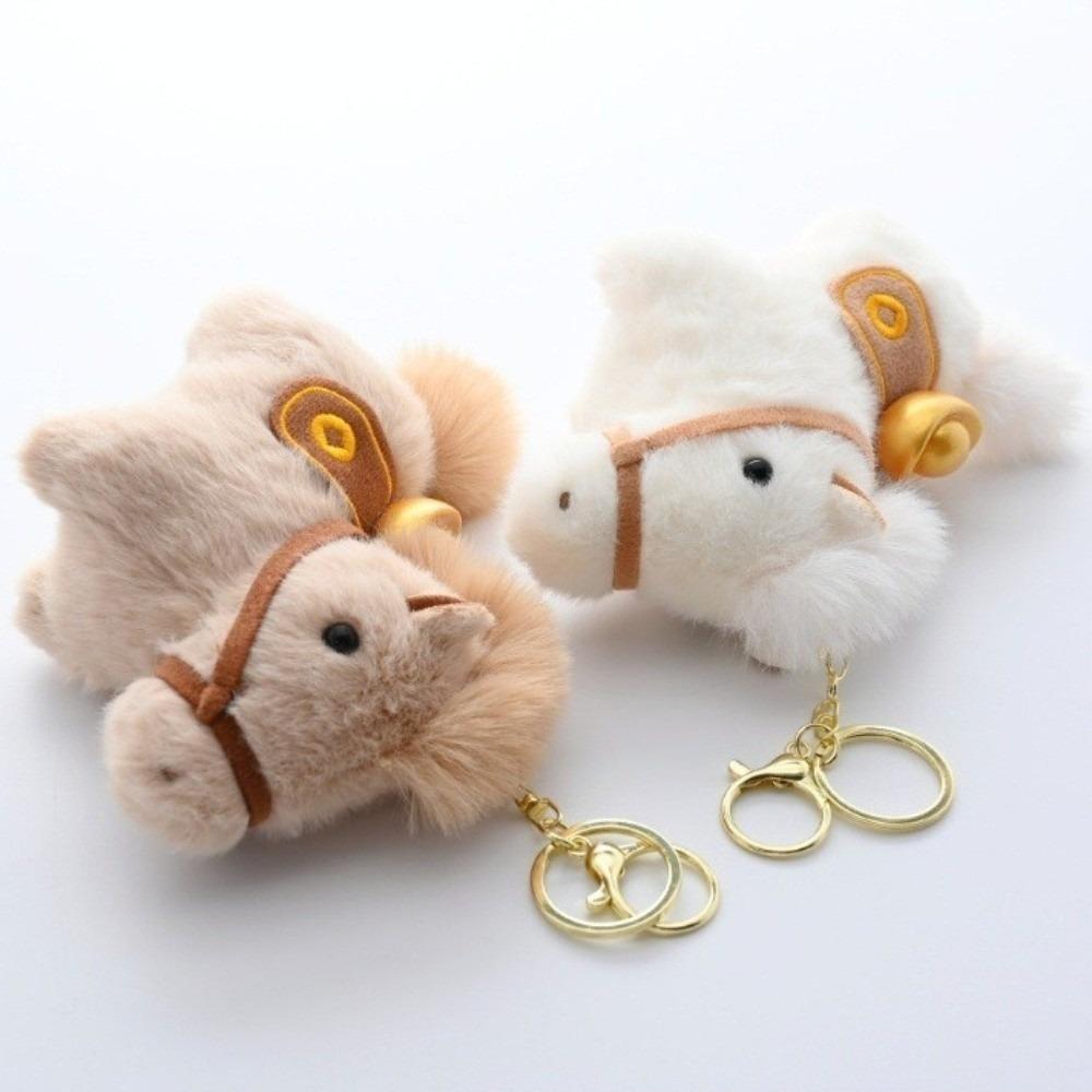 Cute Yuanbao Pony Plush Pony Keychain Year of Horse Long Hair Plush Horse Pendant Stuffed Animal Soft Bag Pendant Couple