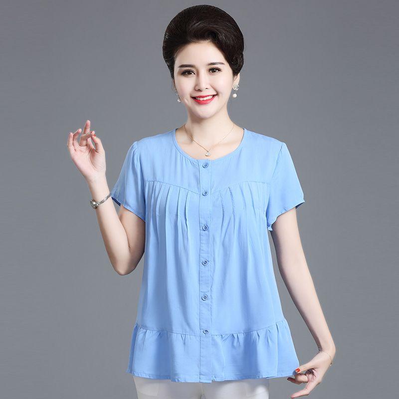 

Летняя женская свободная вискозная рубашка однотонной расцветки в корейском стиле, больших размеров, удобная футболка 5XL синий