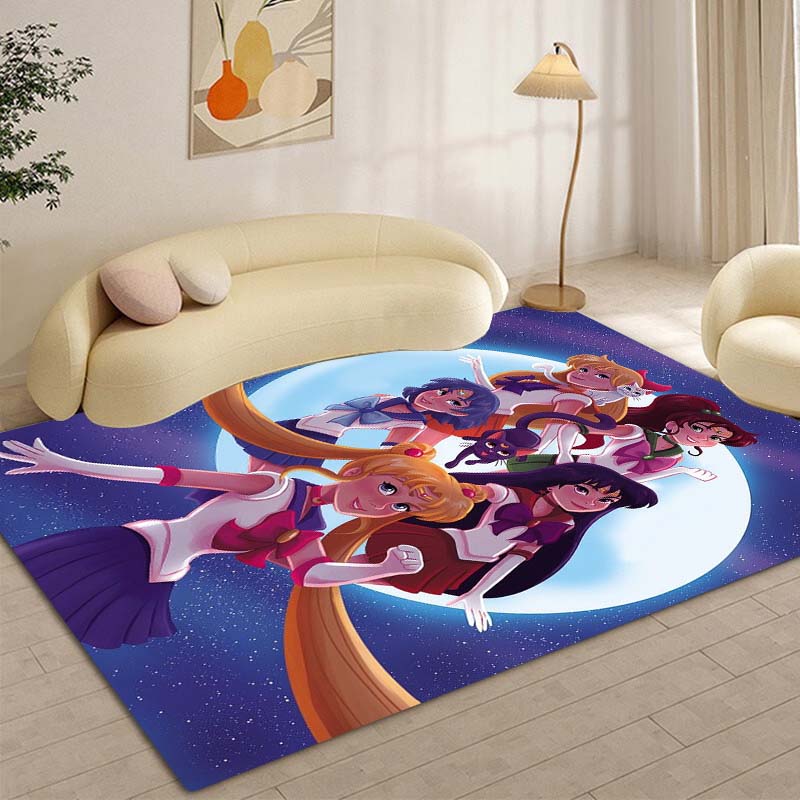 High-definition 3D Sailor Moon anime rug, suitable for bedrooms, living rooms, home sofa decoration, large decorative rug, and
