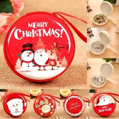 Creative Christmas Gift Box Coin Purse Cute Portable Iron Cash Boxs Xmas Gifts Case with Zipper Candy Storage(sent Randomly)