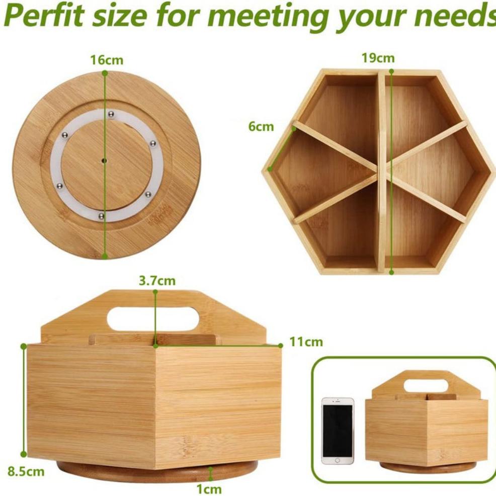 Creative Multifunctional High-Appearance Rotating Pen Holder - Wooden Desktop Storage Box for Stationery & Cosmetics