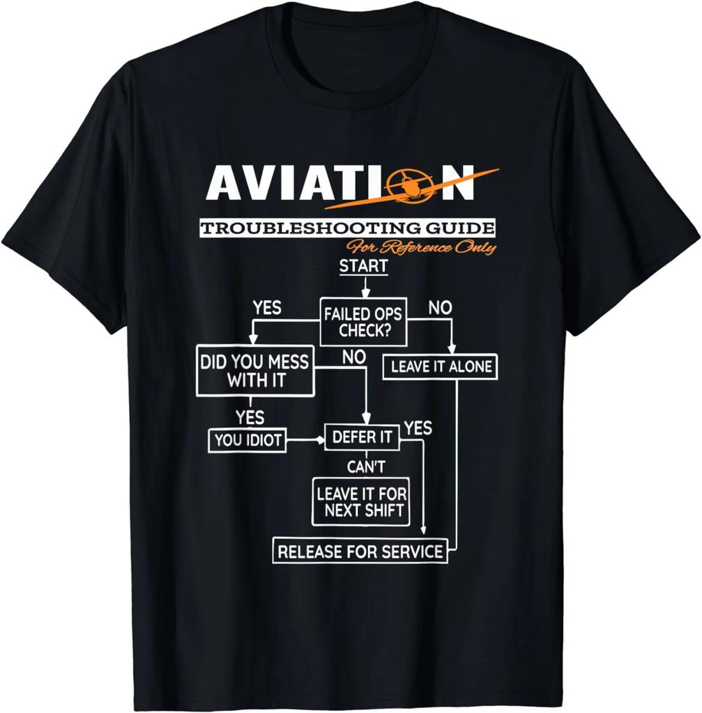 Summer Airplane Pilot TShirt Funny Pilot Troubleshooting Guide Tee TShirt Funny Clothes Men Clothing Tops Camisetas