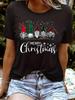 Womens YK Clothing Womens Christmas Gnome Print TShirt Black Casual Round Neck Tee with Festive Snowflake Star Design