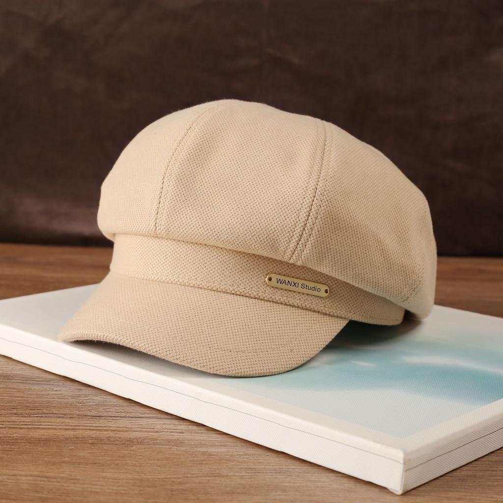 Autumn and Winter New Letter Octagonal Hat Japanese Literary Retro All Match Painter Beret Big Head Duck Tongue Hat