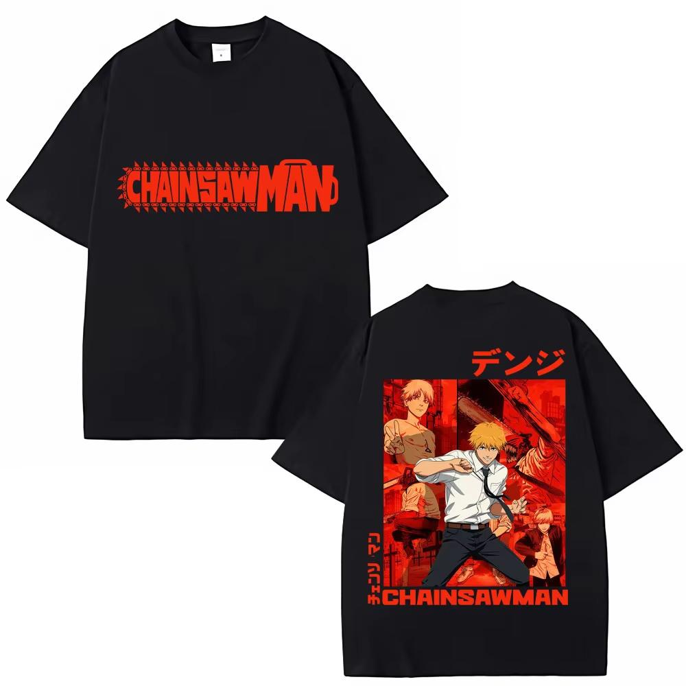 90s Japanese Anime Chainsaw Unisex Graphic T Shirt Unisex Women Fashion Vintage Cosplay Tshirts pure Cotton Casual Male Clothes S