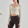 Women's Long Sleeve Fitness & Yoga Top with Fixed Chest Pads and Thumbholes