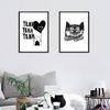 Cute Owl Cat Black and White Wall Animal Canvas Painting Decorative Hanging Painting Cuadros Decoracion Salon Minimalist Art