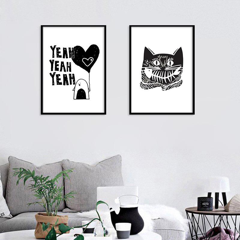 Cute Owl Cat Black and White Wall Animal Canvas Painting Decorative Hanging Painting Cuadros Decoracion Salon Minimalist Art