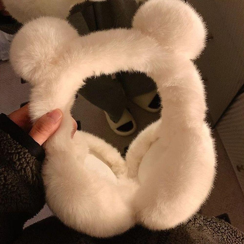 Plush Ear Warmer Anti-Freeze Ear Cover Fashion Bear Ear Earmuffs  for Women Girls
