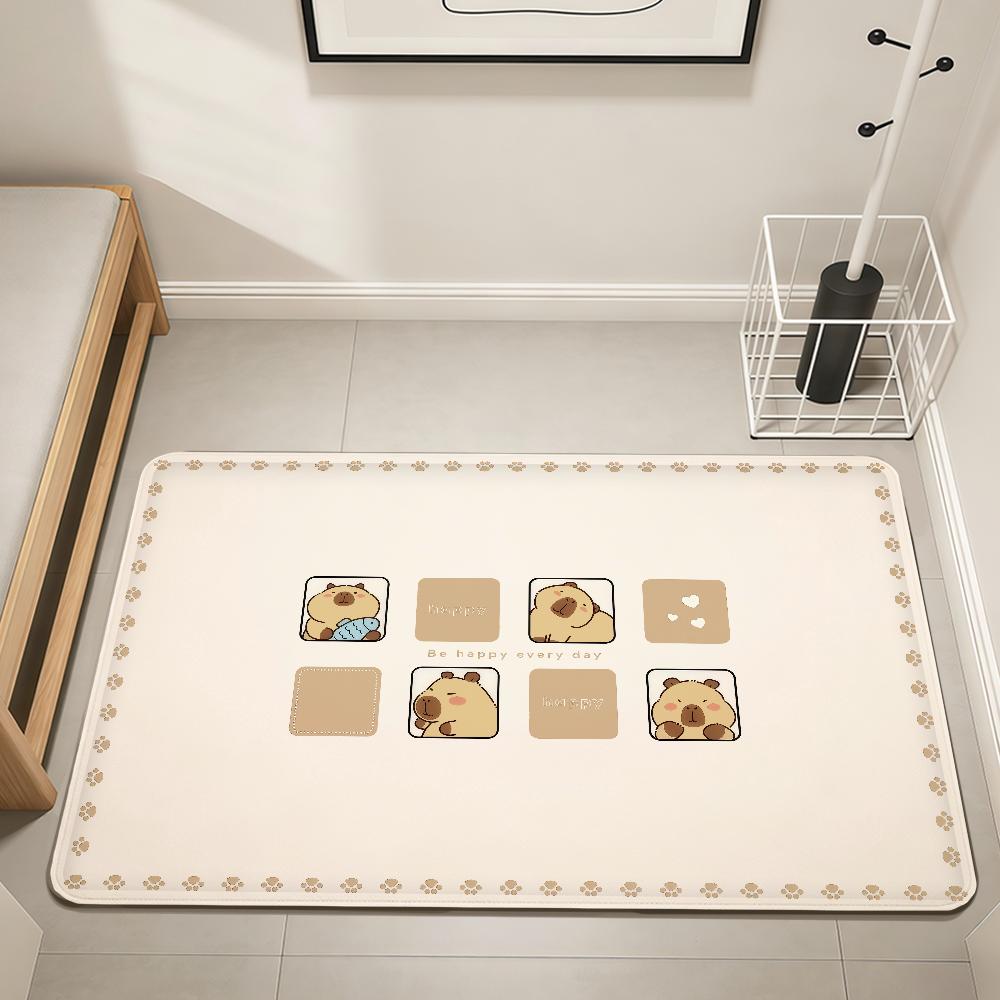 cartoon Capybara Cute animal minimalist Home Bed Rug Kitchen Bath Floor Mat Hallway Balcony Carpet Entrance Doormat hogar Decor