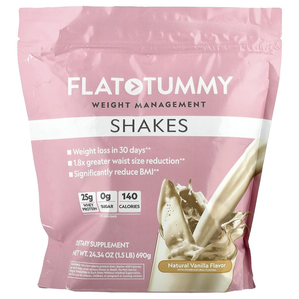 Flat Tummy, Shake, Natural Vanilla Flavor, 690g (1.5lb)