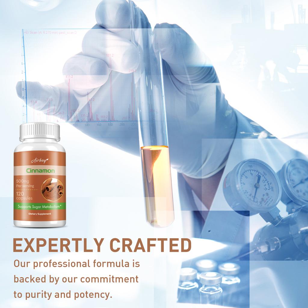 High Purity Cinnamon Capsules, 500mg Natural Cinnamon Extract, Nutritional Supplement