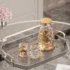 Gold Rim Clear Luxury Tray Transparent Storage Tray Dining Tea Serving Platter Kitchen Organizer