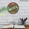 2D Flat, 1pc Round Mexico Themed Aluminum Hanging Sign, Colorful Mexican Flag Talavera Style Design, Retro Metal Wall Decor, Perfect for Cinco De