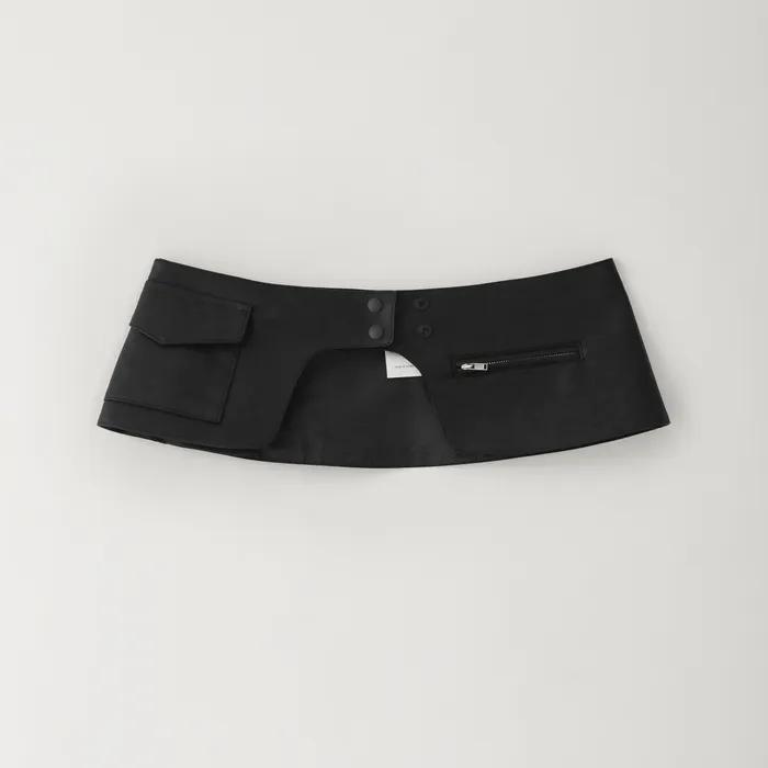 [Fromwhere]_Vegan Leather Wrap Skirt Black