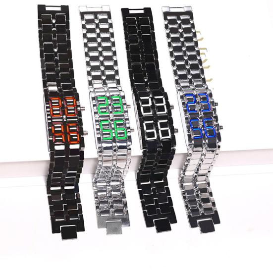 Men Digital Watch Large Screen Electroplated High Accuracy Decorative Cool Style Individual Stainless Comfortable Strap Lighweight Men Wristband