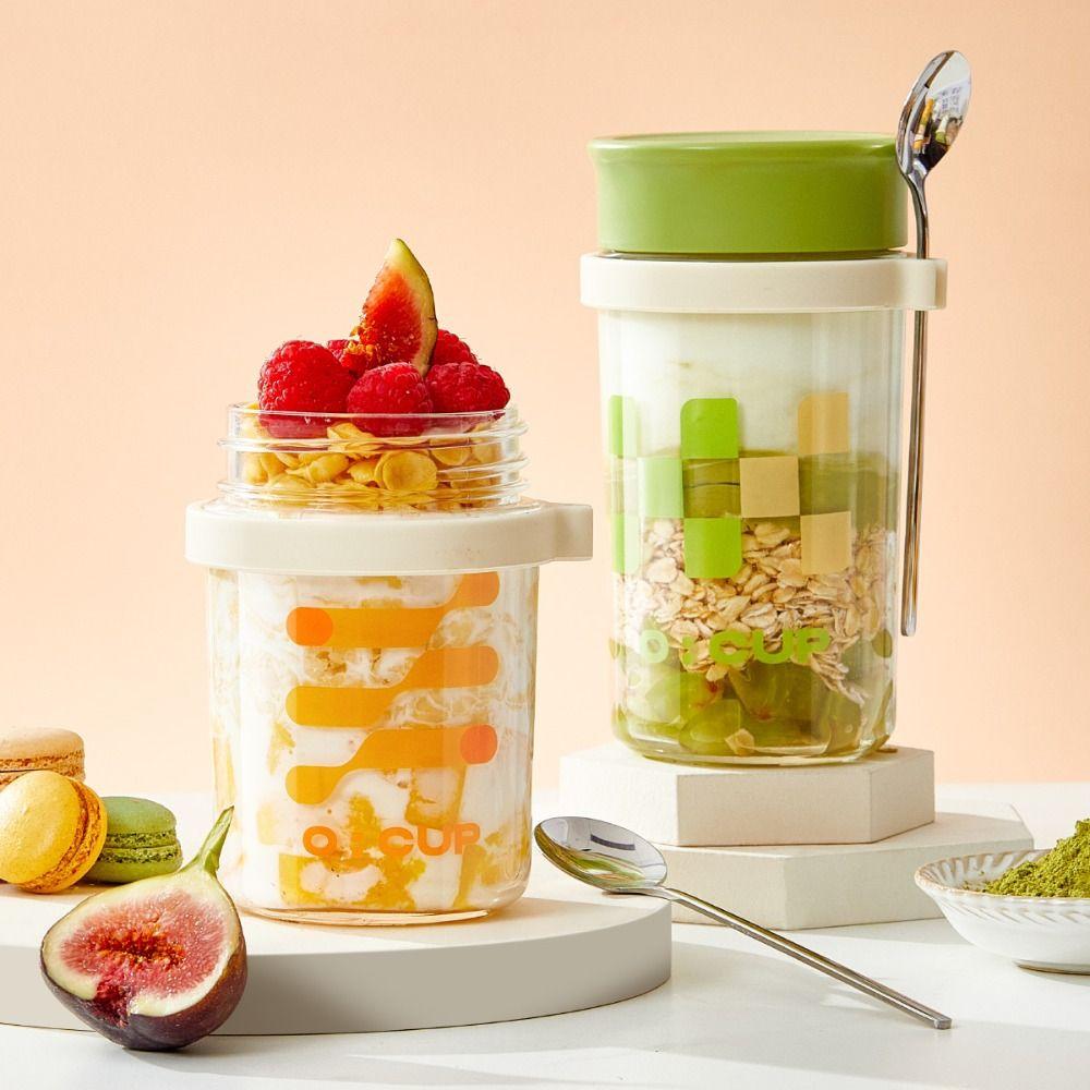

With Lids And Spoons Mason Jars Airtight Breakfast Cup Durable Yogurt Tumbler