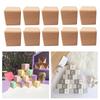 10Pcs Natural Wood Cube Blocks Square Crafts Wooden Shapes Unfinished Wooden