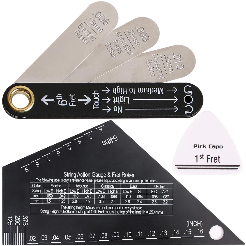 Guitar String Spacing & Neck Curvature Ruler for Folk, Classical, Electric, and Bass Guitar