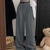 Women's High-Waisted Floor-Length Wide-Leg Trousers - Casual, Loose Fit for Spring and Autumn