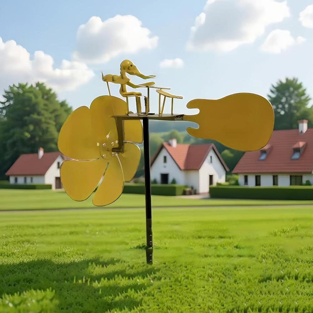 Metall-Trommler-Windmühle Handgefertigt mit detaillierten Trommelstöcken und Zahnradbewegungen Gebaut für Wetterbeständigkeit und Gartenschönheit