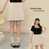 Korean Polka Dot Color Block A-Line Mini Skirt, Plus Size, High Waist, Slimming, Sweet Age-Reducing