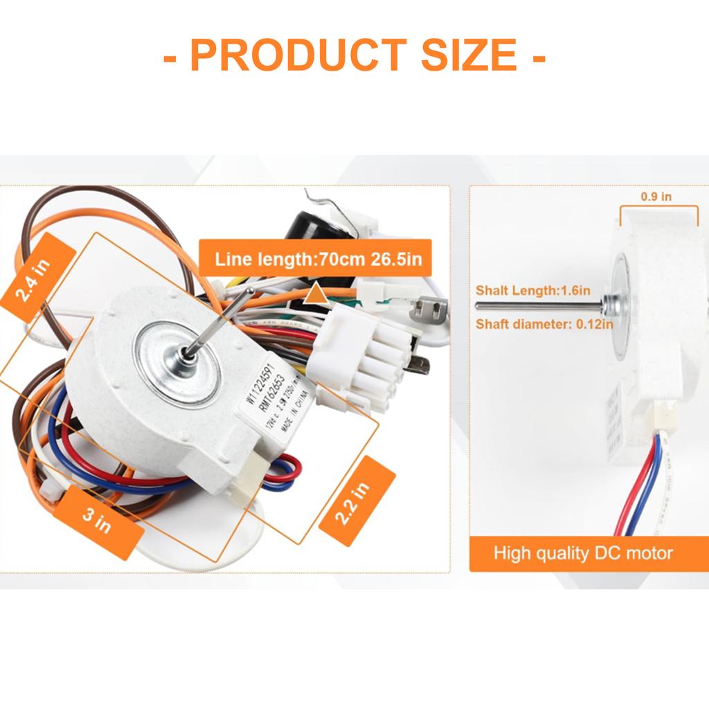 Quiet Refrigerator Evaporator Fan Motor for W11224591 Freezer Replacement Part Fridge Condenser Fan Motor Accessories