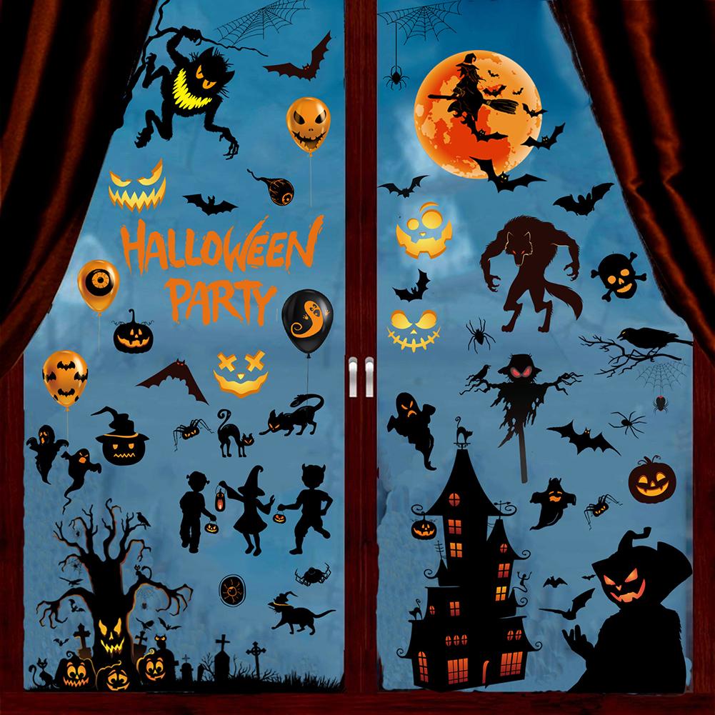 9 Sheets 72pcs Halloween Window Stickers Decals Halloween Decorations For Home Indoor Window Glass Door Wall Decor