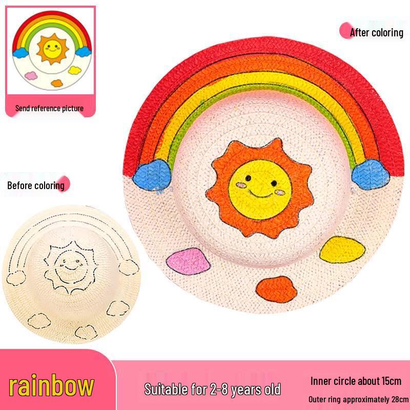 Child's DIY Painted Straw Hat Kit - Creative Art & Coloring for Kindergarten