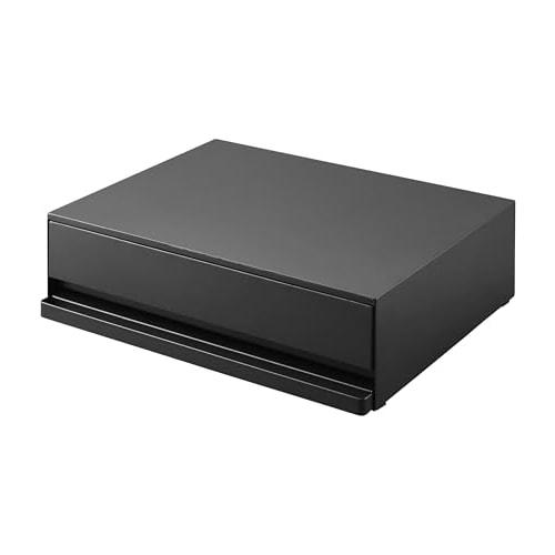 Yamazaki Tower Two-Way Kitchen Under-Appliance Drawer & Sliding Table, Black, Approx. W45 x D39.3-64 x H13.5cm (17.7-24.7 inches), with Sliding Shelf,