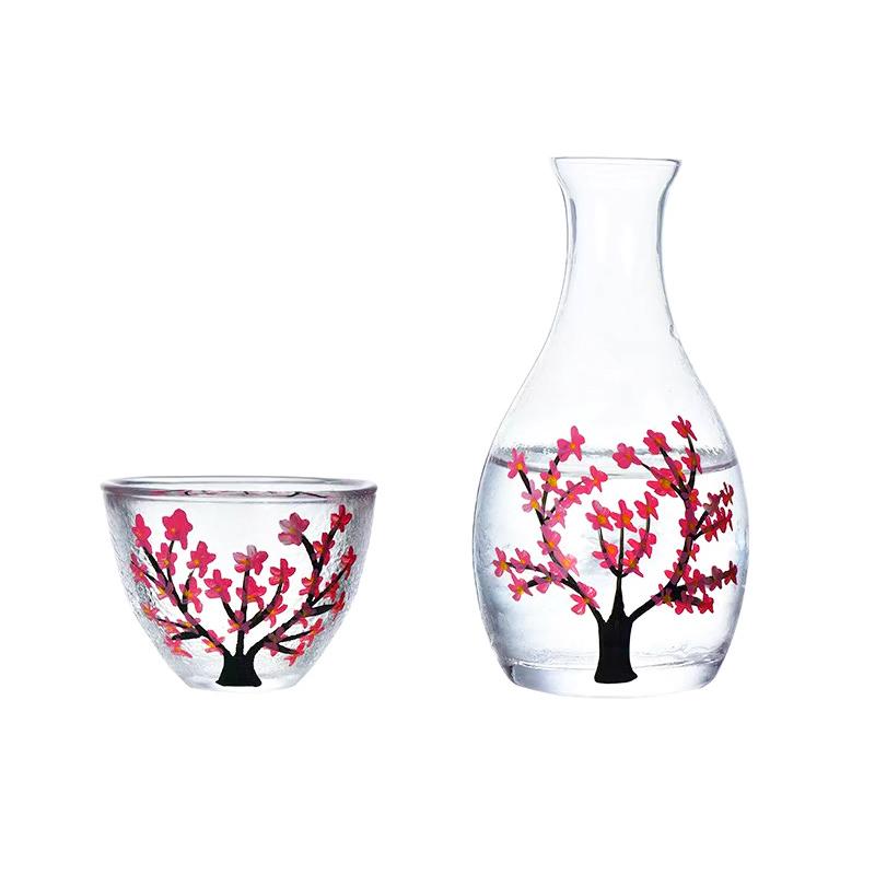 Japanese Style Sakura Wine Glasses Wine Decanter Handmade Cocktails Sake Glasses Retro Small Teacups Transparent Water Cup 50ml