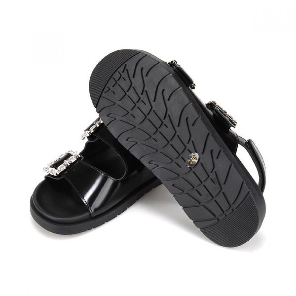 Barbara Women Leather Jewel Decoration Glitter Casual Sandals 2.5cm Bbj326