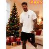 Men's Casual Set Short Sleeve T-Shirt and Elastic Waist Shorts Daily Lounge Outfit