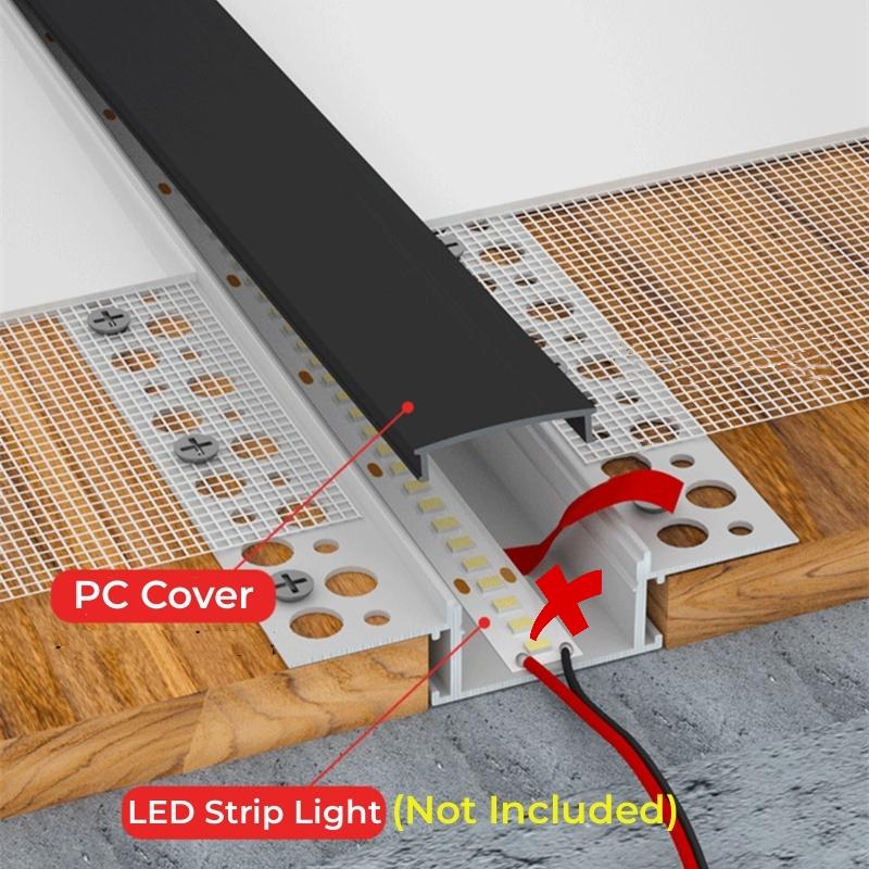 0.5m/1m Embedded Frameless LED Aluminum Profile Ceiling Backlight Channel Black Diffuser Floor Wall Decor Linear Bar Strip Light