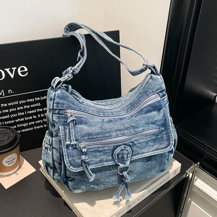 Retro Denim Tote Bag Women's Casual Shoulder Bag